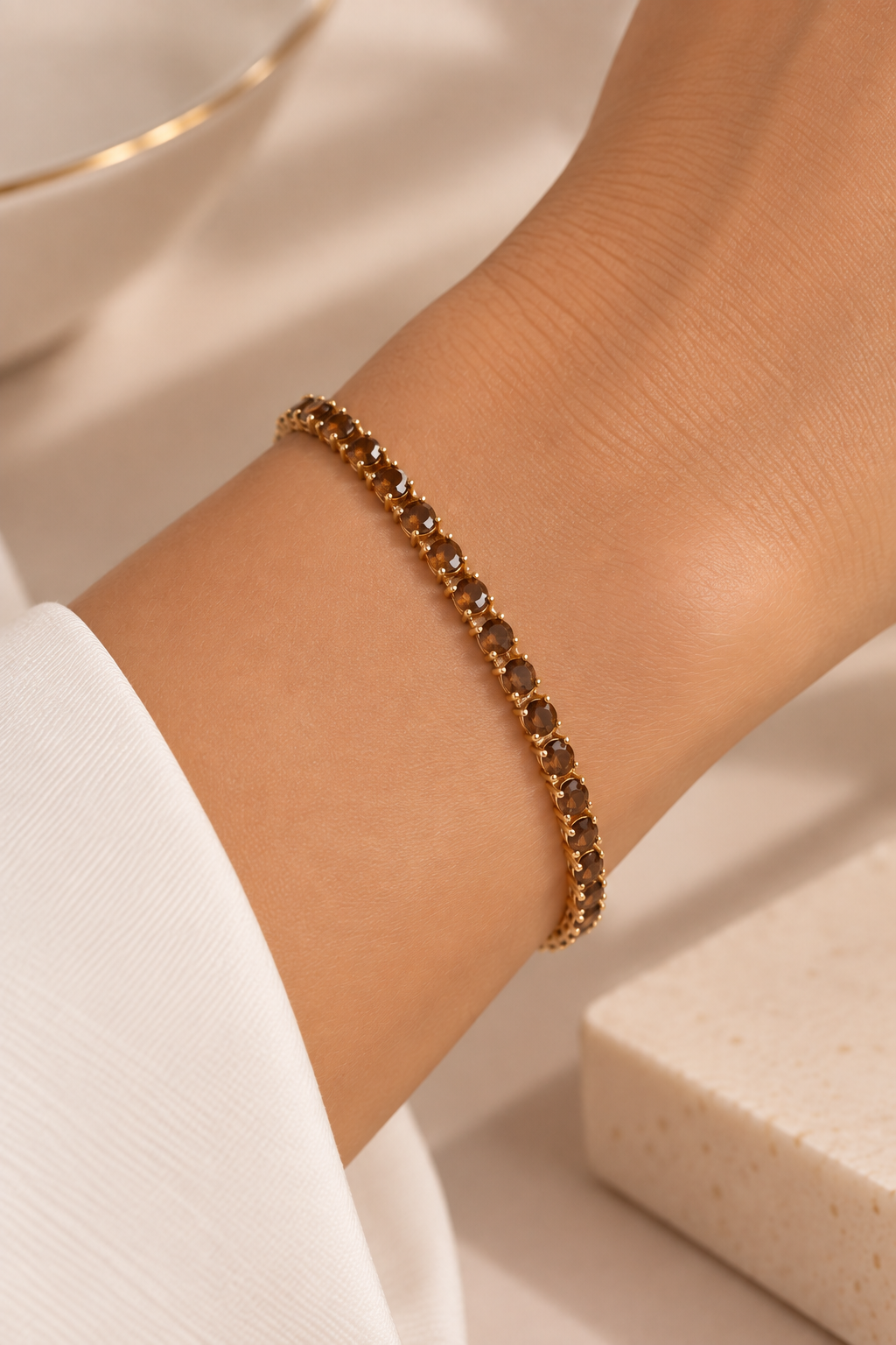 Pulseira Riviera Três Pontas Chocolate Ouro 18k