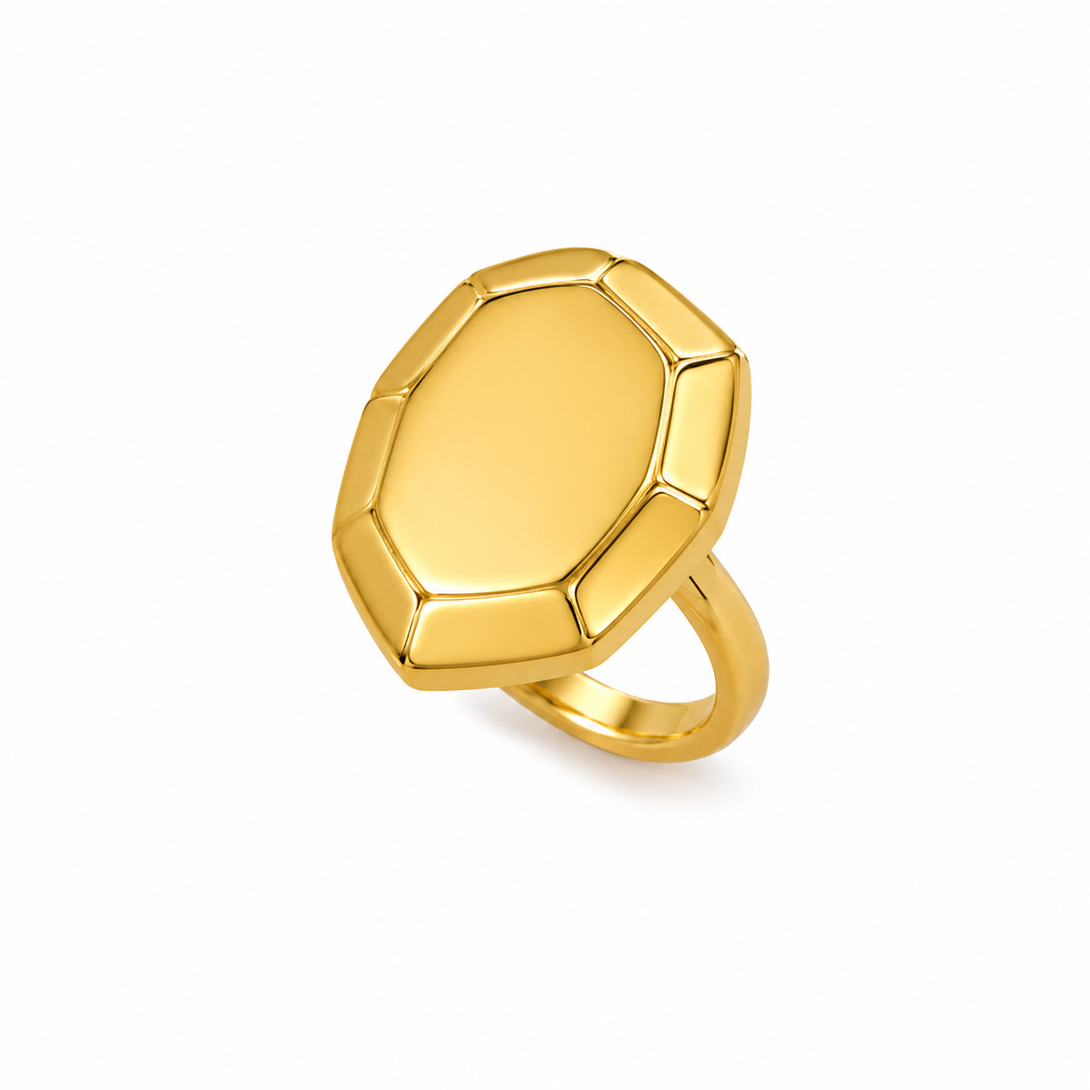 Anel Facetado Oval Ouro 18k