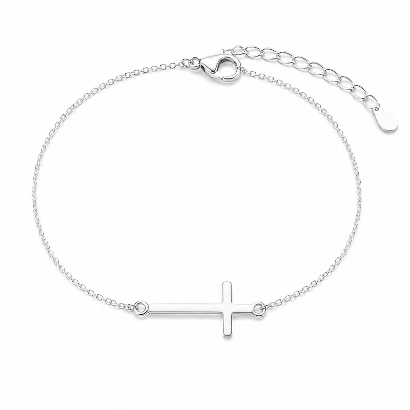 Pulseira Cruz Horizontal Prata 925