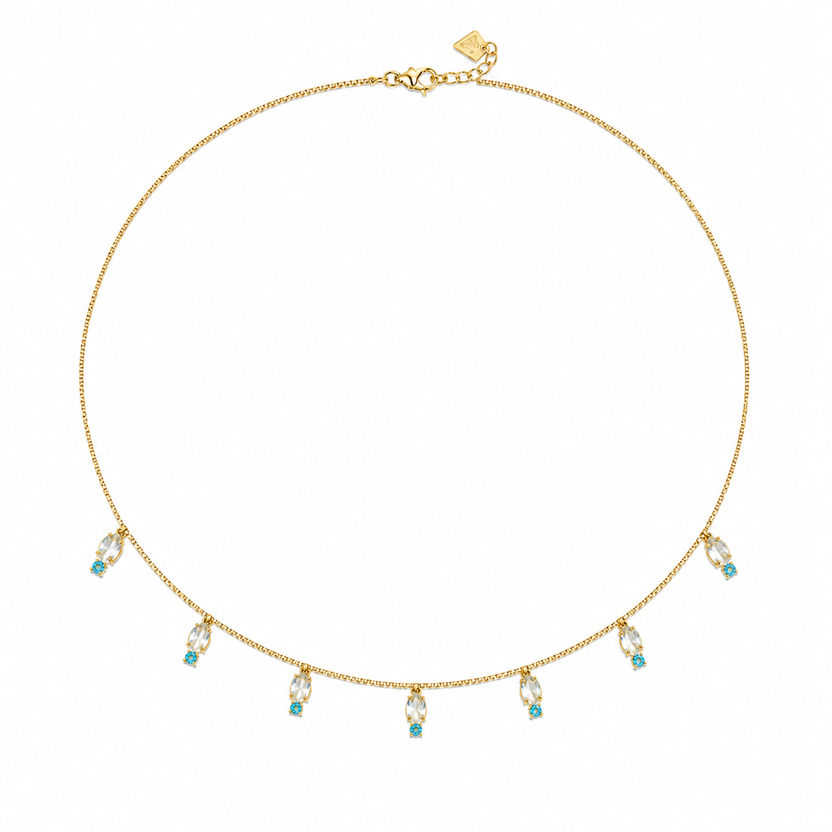 Choker Veneziana Pedra Azul Ouro 18k