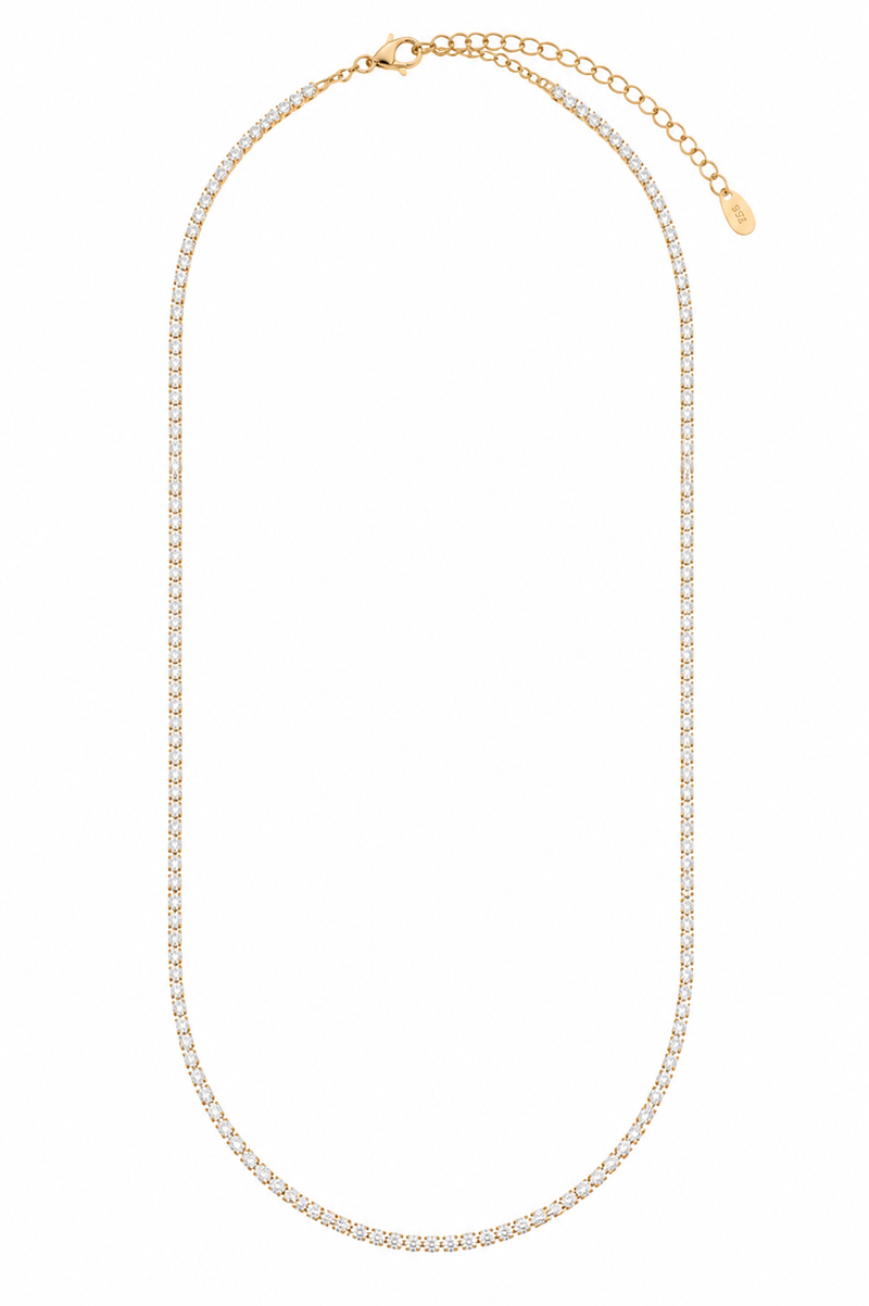Colar Riviera Cristal Ouro 18k