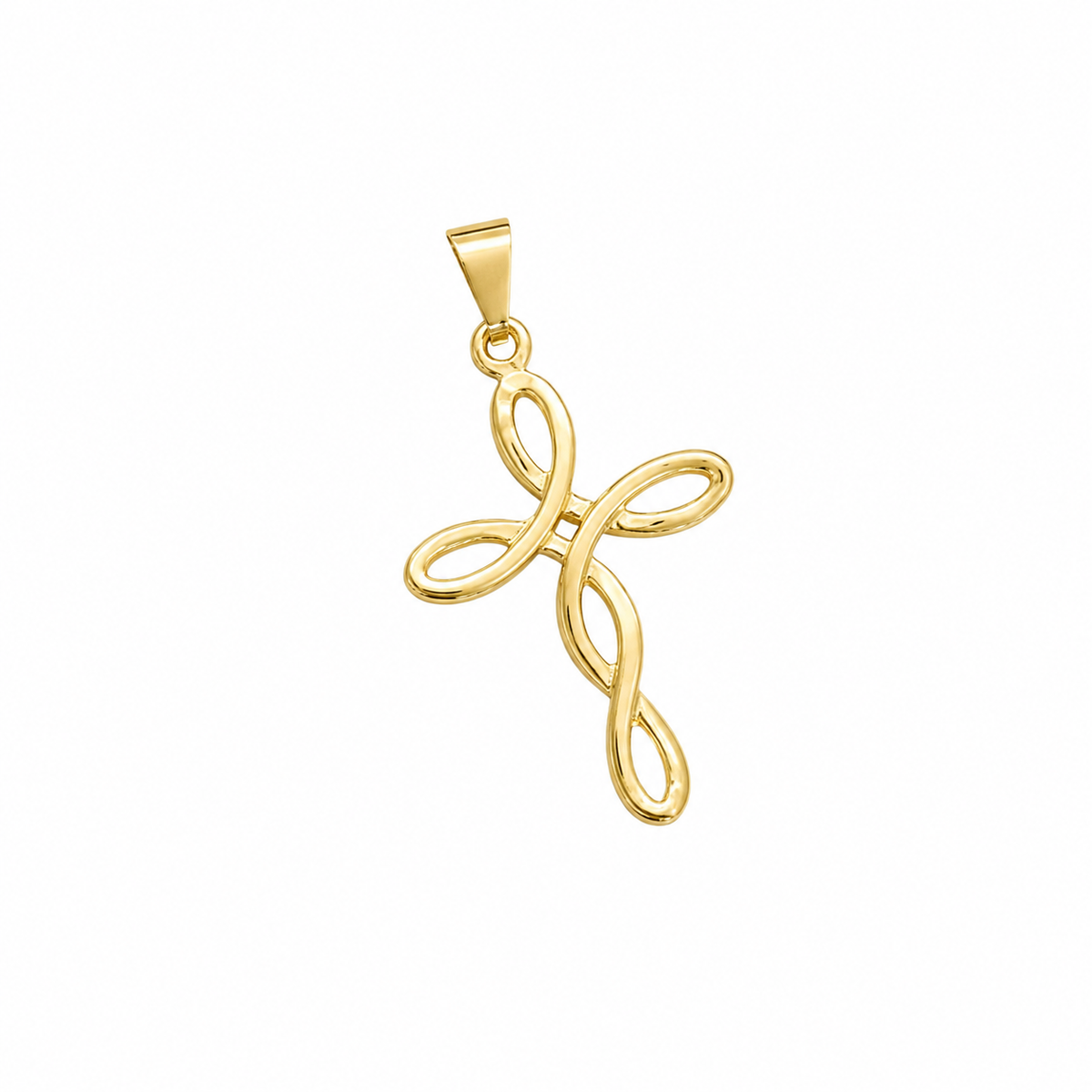 Pingente Crucifixo Arredondado Vazado Ouro 18k