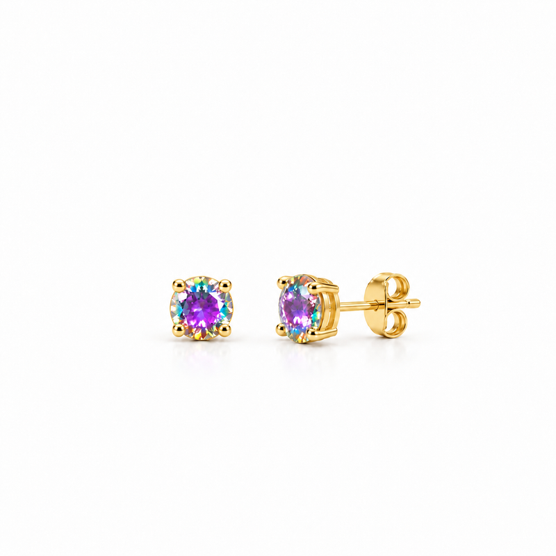 Brinco Ponto de Luz Furta-Cor 5mm Ouro 18k