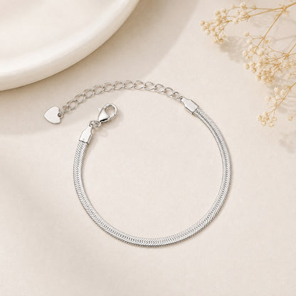 Pulseira Fita Laminada 3mm Ródio Branco