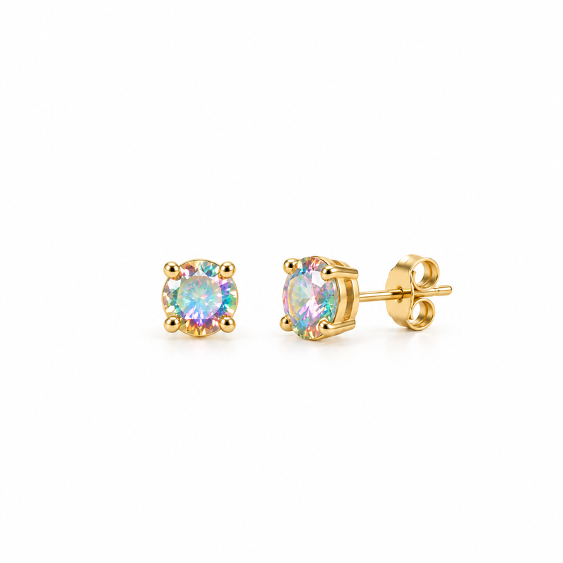 Brinco Ponto de Luz Furta-Cor 8mm Ouro 18k