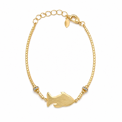 Pulseira Bolinha com Peixe Ouro 18k