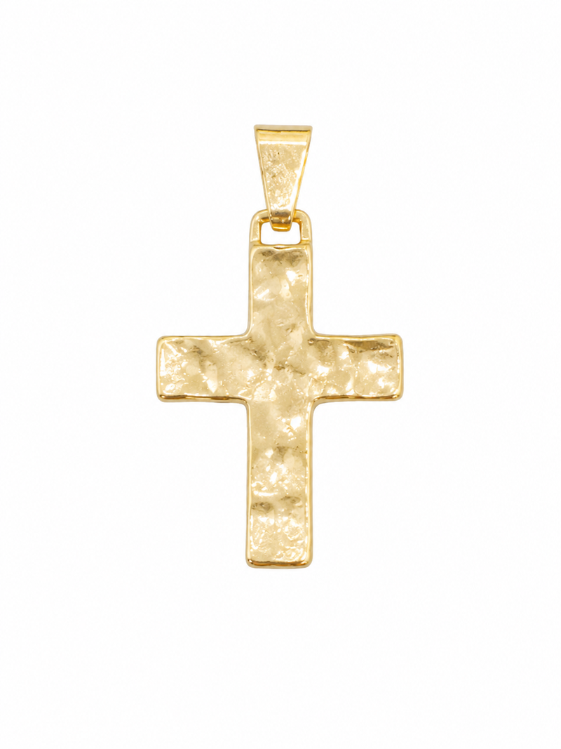 Pingente Crucifixo Martelado Orgânico Ouro 18k