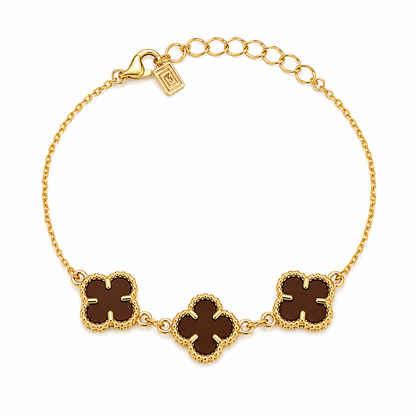 Pulseira Trevo Polímero Chocolate Ouro 18k