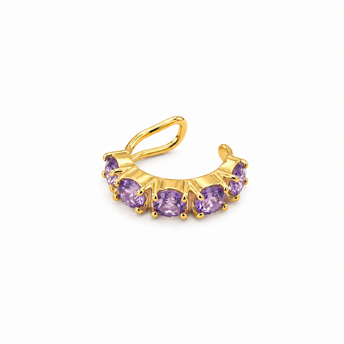 Piercing Fake em Zircônia Ametista Ouro 18k