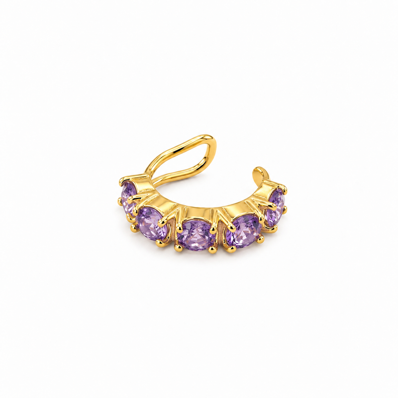 Piercing Fake em Zircônia Ametista Ouro 18k
