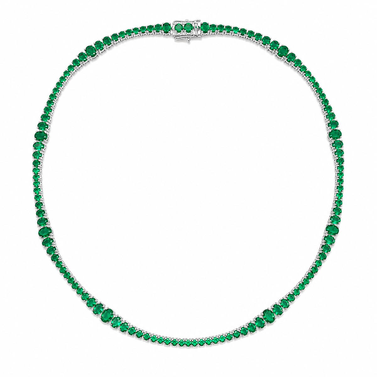 Colar Riviera Royale Esmeralda Ródio Branco