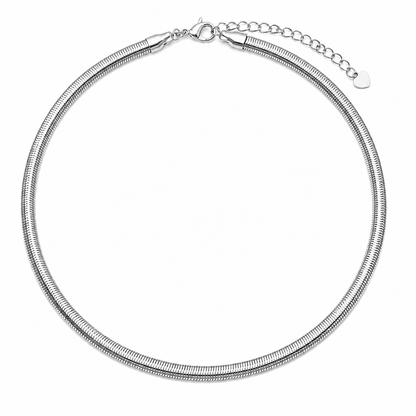 Colar Choker Fio Alemão 5mm Ródio Branco