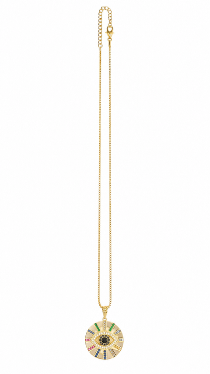 Colar Olho Grego Cravejado Color Ouro 18k