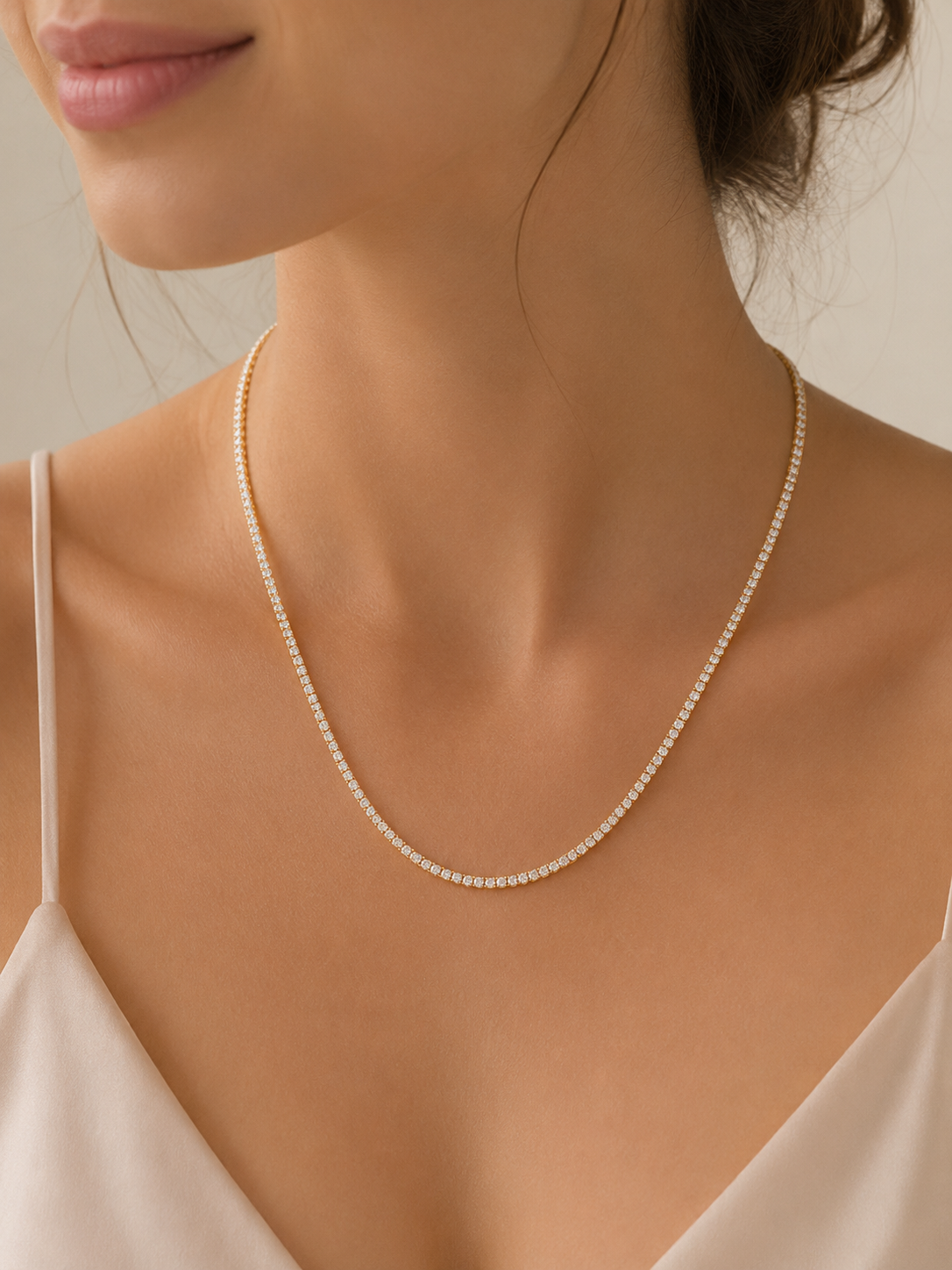 Colar Riviera Cristal Ouro 18k