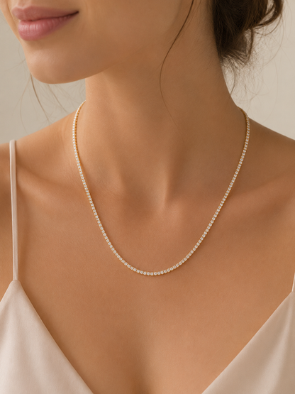 Colar Riviera Cristal Ouro 18k