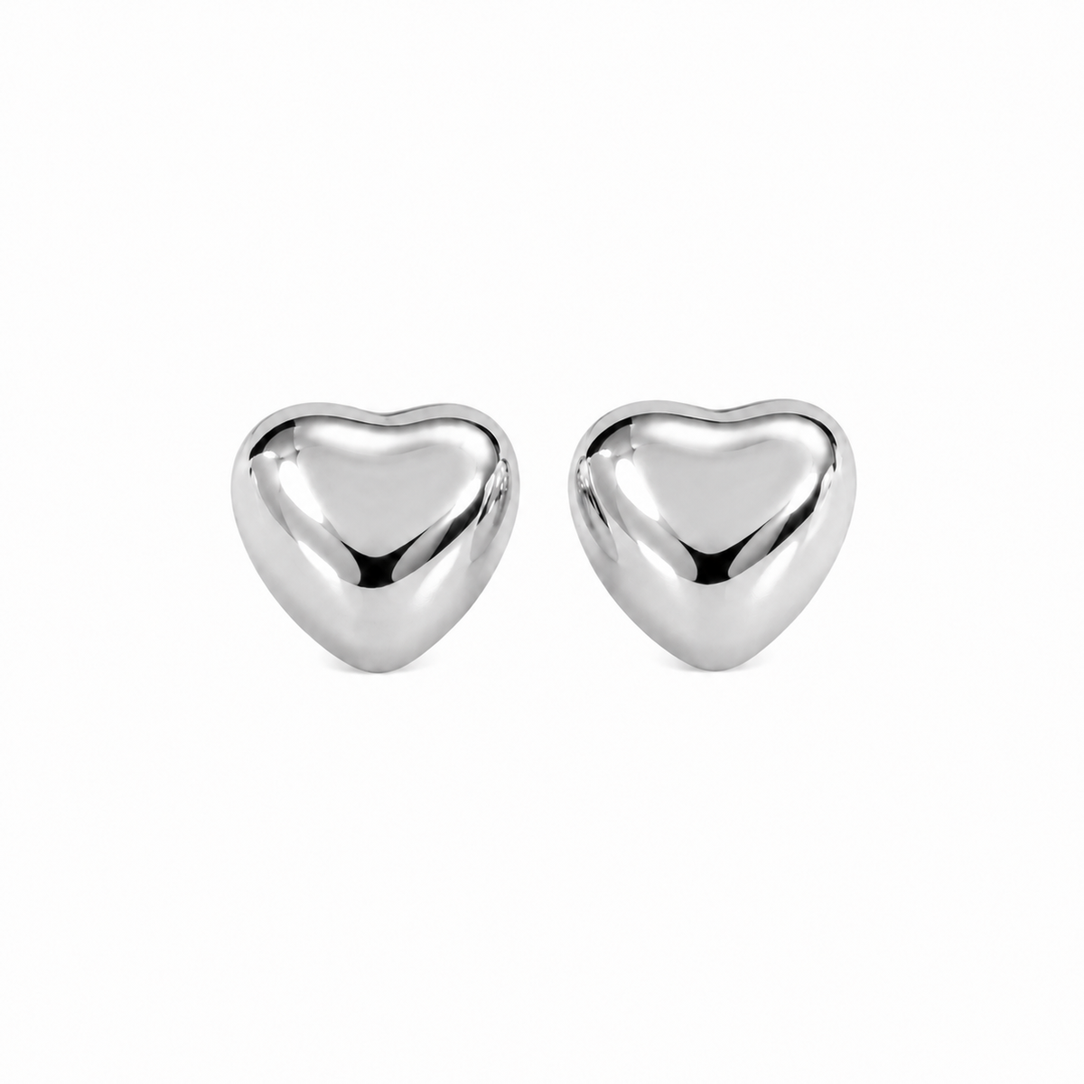 Brinco Puffy Heart Ródio Branco