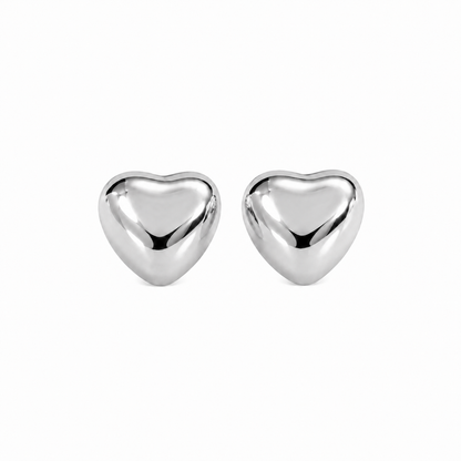 Brinco Puffy Heart Ródio Branco