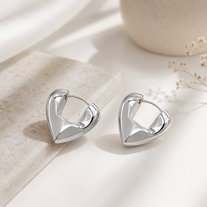 Brinco Heart Glow Ródio Branco