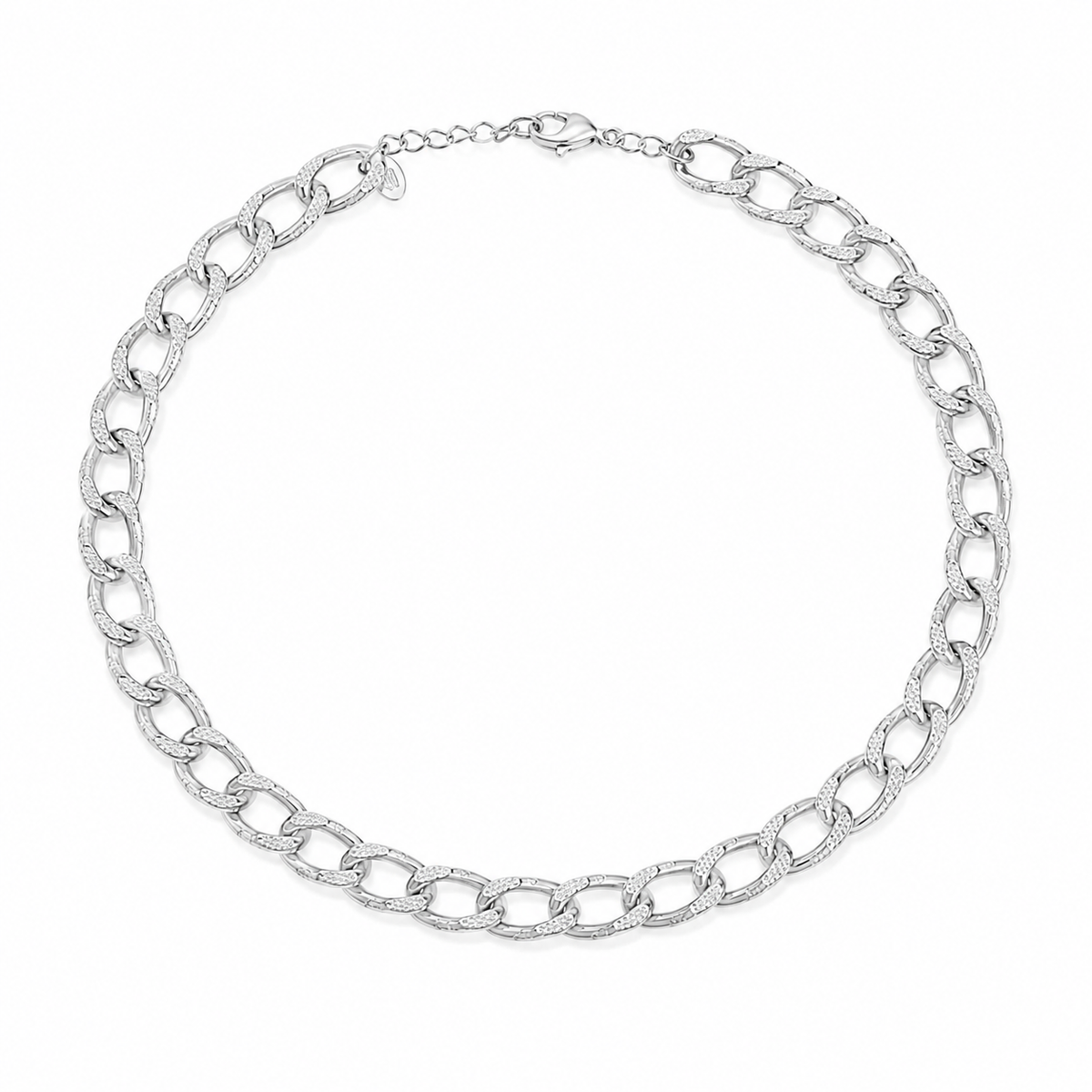 Choker Elo Groumet Trabalhado Ródio Branco