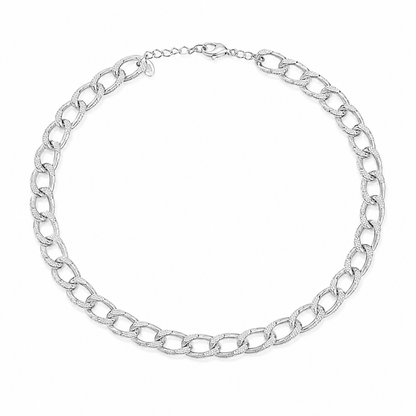 Choker Elo Groumet Trabalhado Ródio Branco