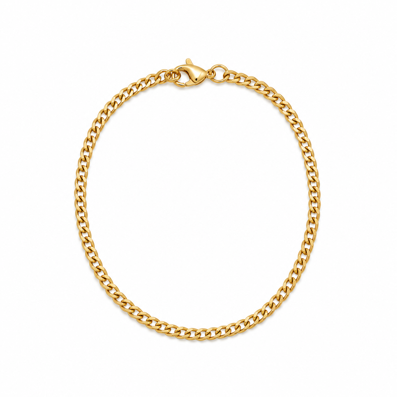 Pulseira Masculina Elo Um por Um Groumet Minimal Ouro 18k