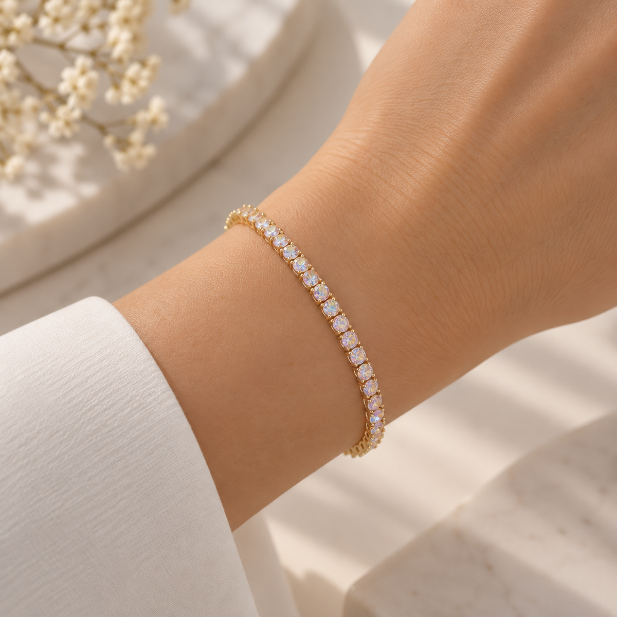 Pulseira Riviera Três Pontas Furta-Cor Ouro 18k