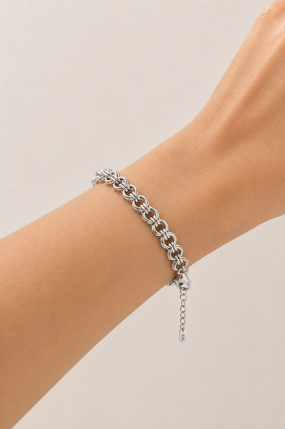 Pulseira Elo Duplo Ródio Branco