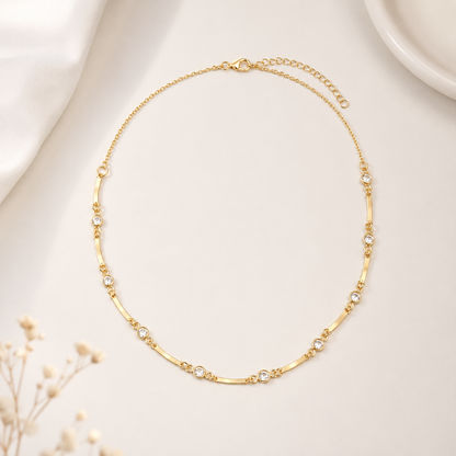 Choker Cartier Chapinha Comprida com Cravação Inglesa Ouro 18k