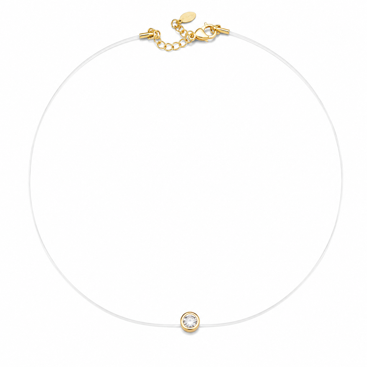 Choker Ponto de Luz Cravação Inglesa Nylon Ouro 18k