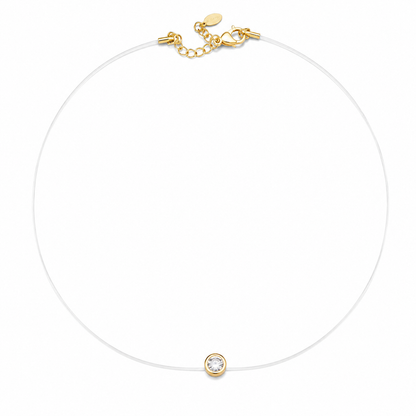 Choker Ponto de Luz Cravação Inglesa Nylon Ouro 18k