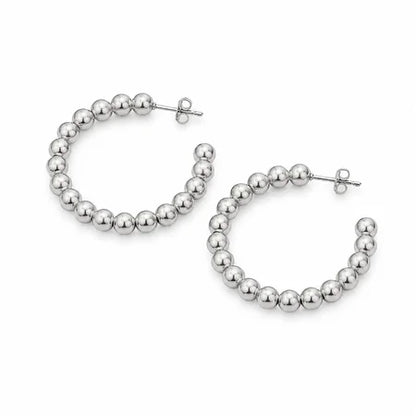 Brinco Argola Esferas Ródio Branco