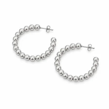 Brinco Argola Esferas Ródio Branco