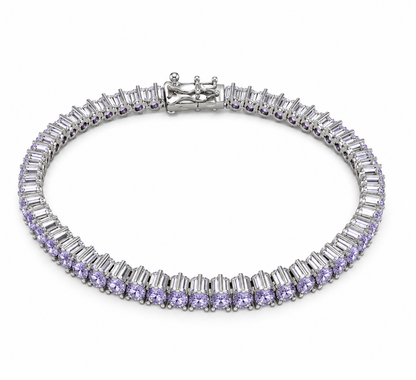 Pulseira Riviera Três Pontas Lilás Ródio Branco