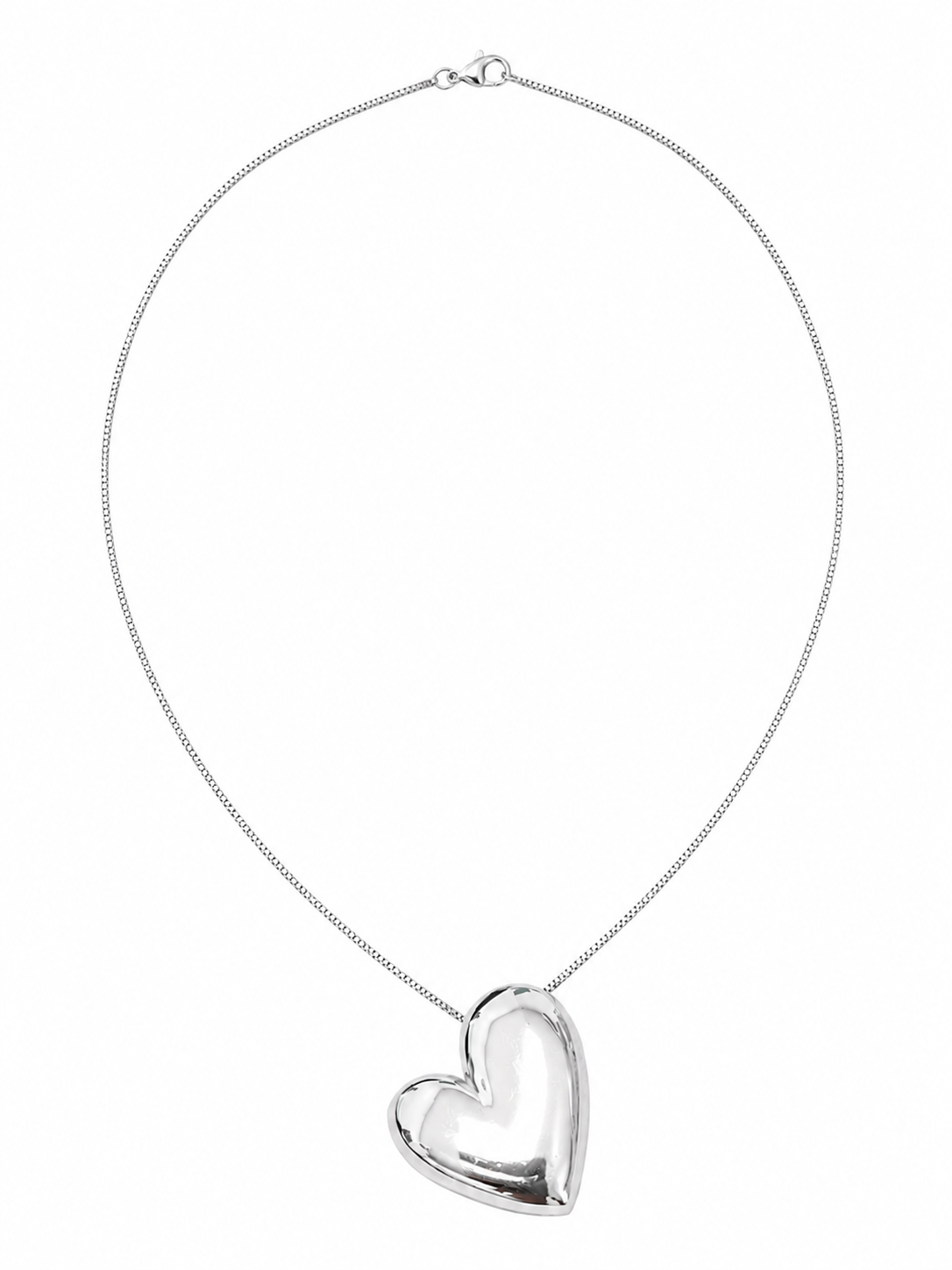 Colar Coração Liso Ródio Branco