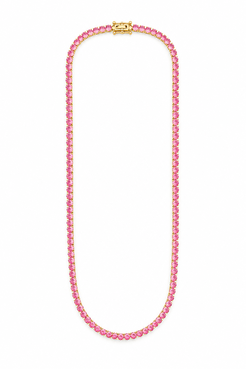 Colar Riviera Três Pontas Pink Ouro 18k