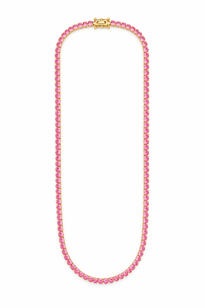 Colar Riviera Três Pontas Pink Ouro 18k