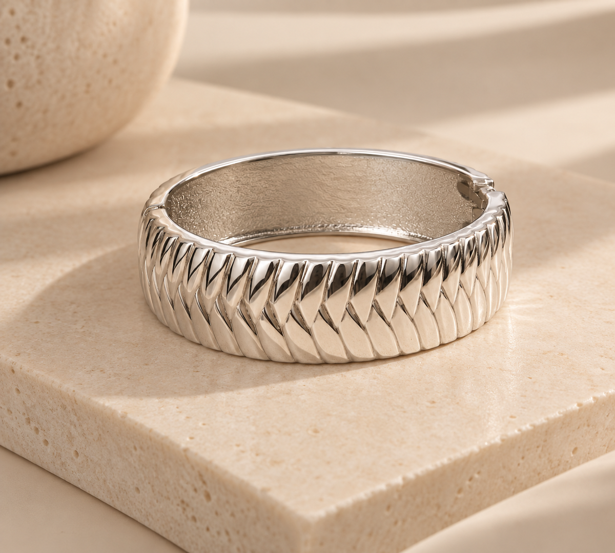 Bracelete Escama Ródio Branco