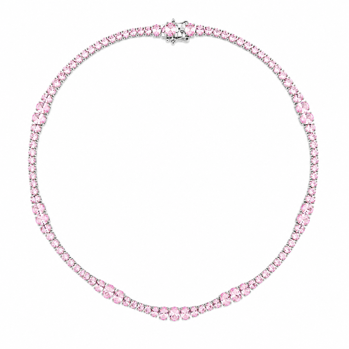 Colar Riviera Royale Quartzo Rosa Ródio Branco