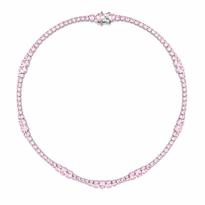 Colar Riviera Royale Quartzo Rosa Ródio Branco