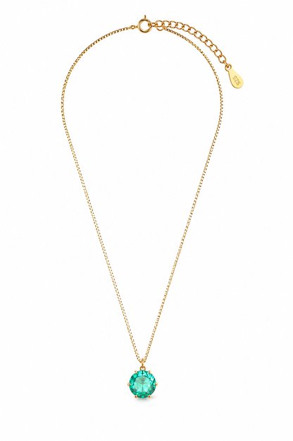 Colar Ponto de Luz Zircônia Turquesa Ouro 18k