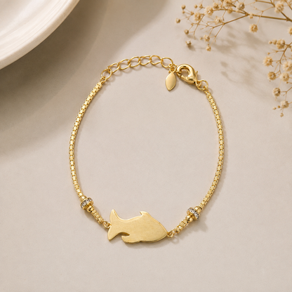 Pulseira Bolinha com Peixe Ouro 18k