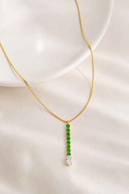 Colar Elegance Esmeralda Ouro 18k
