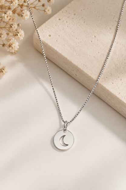 Colar Medalha Lua Prata 925