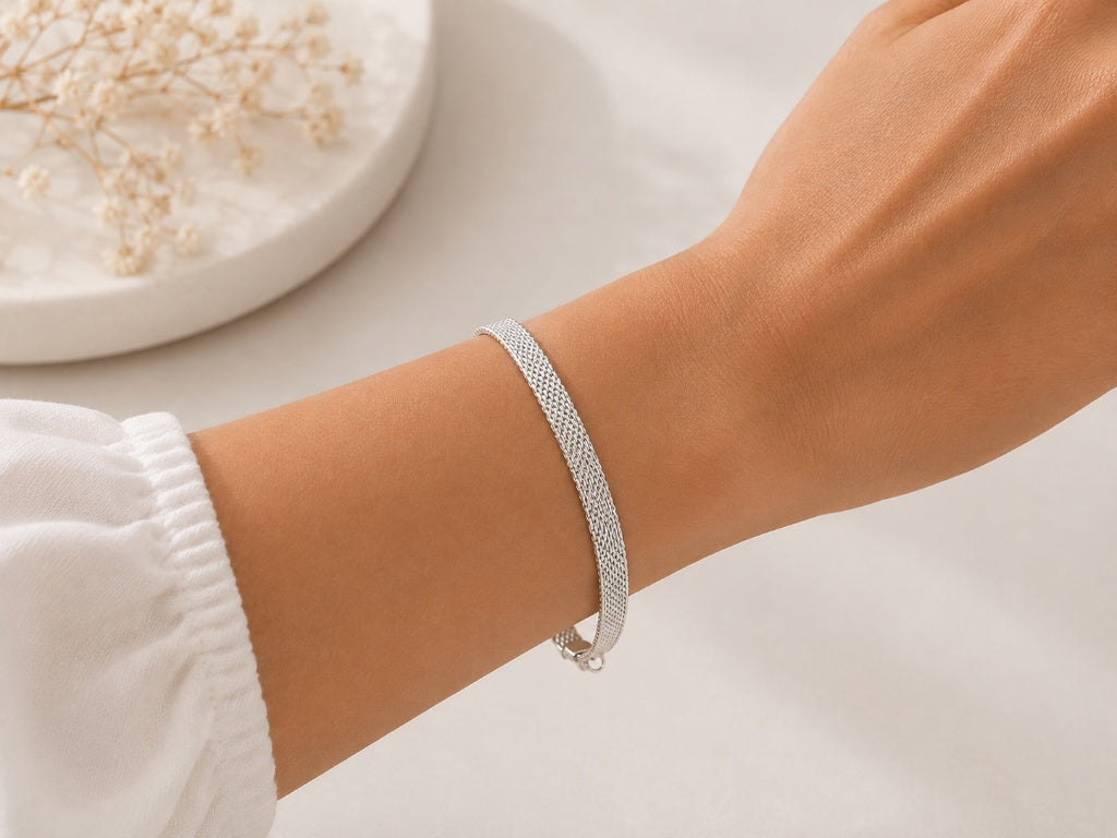 Pulseira Laminada Elo Malha Prata 925