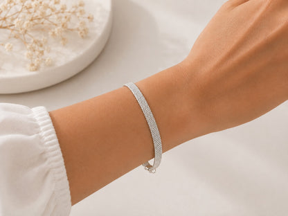 Pulseira Laminada Elo Malha Prata 925