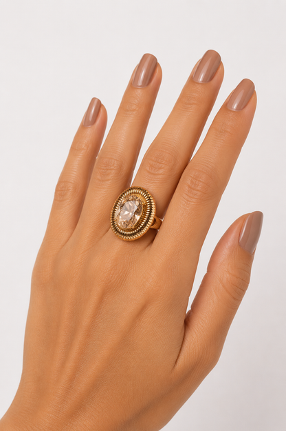 Anel Aura Imperial Cristal Ouro 18k