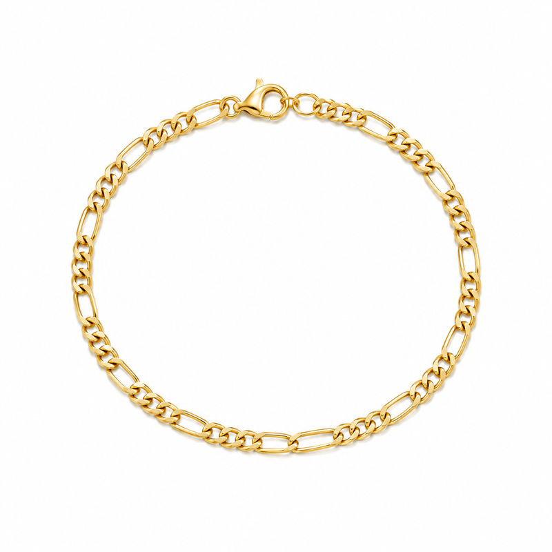 Pulseira Masculina Elo Três por Um Alongado Ouro 18k