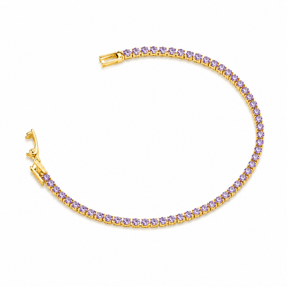 Pulseira Riviera Lilás 2mm Ouro 18k
