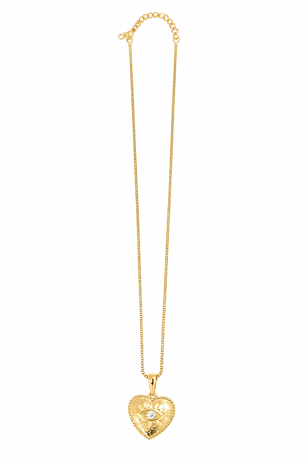 Colar Coração com Olho com Zircônia Ouro 18k