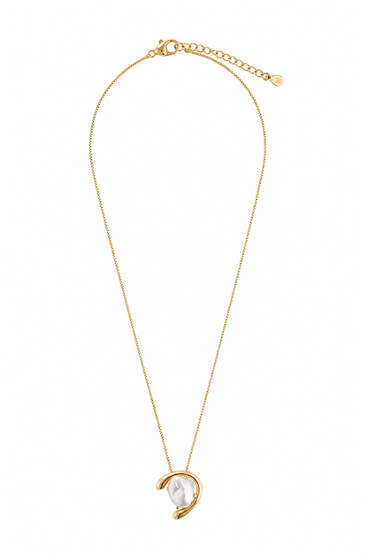 Colar Meia Lua Madre Pérola Ouro 18k